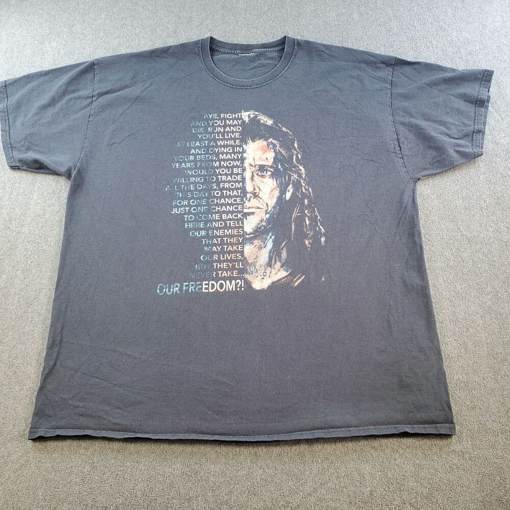 Vintage 90s Mel Gibson Braveheart Movie T Shirt Adult Black Mens